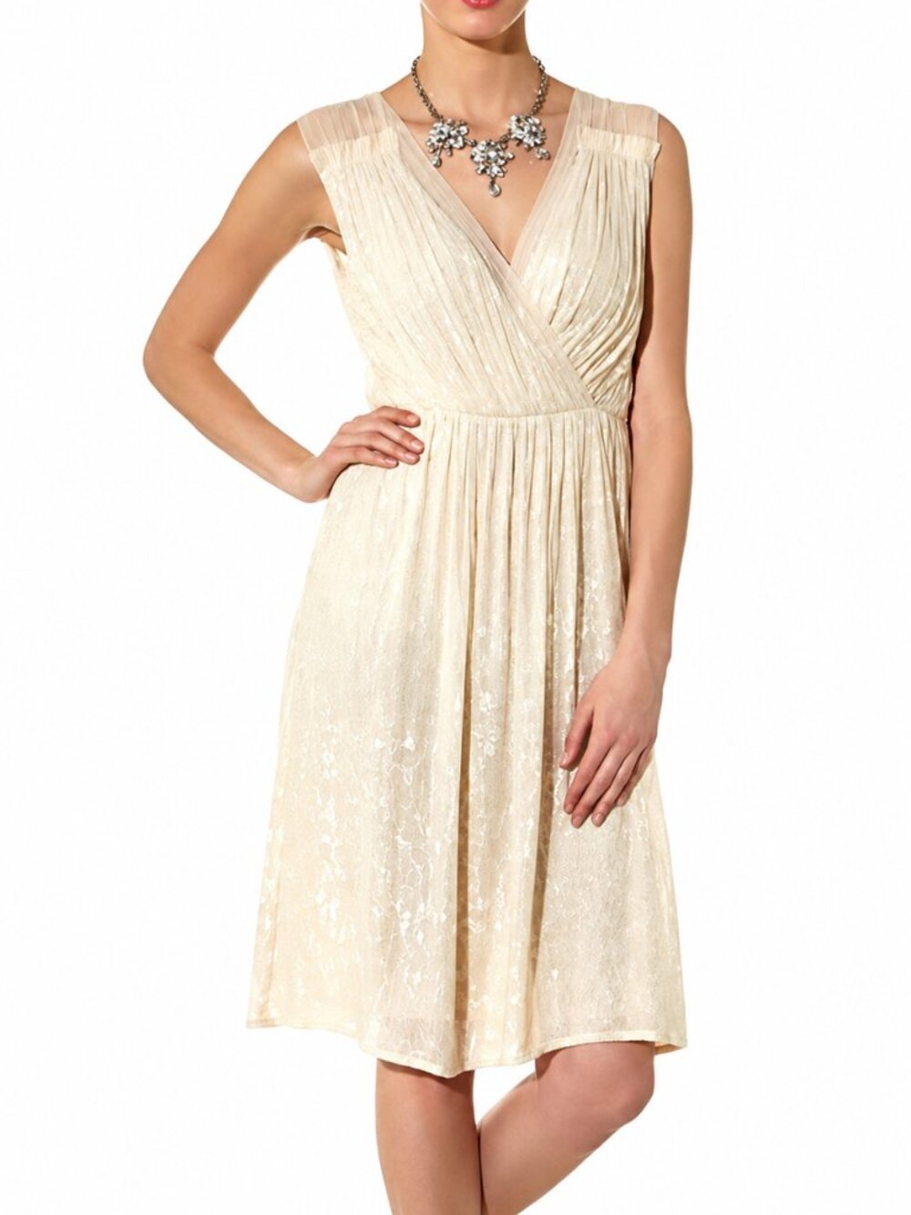 French Connection Riviera Mist Sequin Midi Dress 6 NWT Champagne